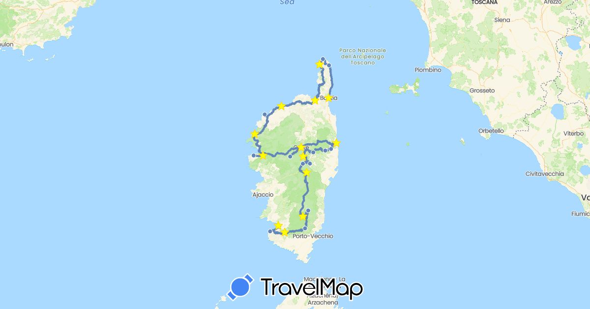 TravelMap itinerary: cycling, boat in France (Europe)